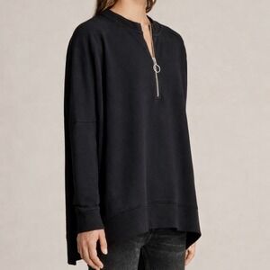 ALL SAINTS WOM M/L Artillery Sweatshirt Black Oversized Quarter Zip Pullover Top
